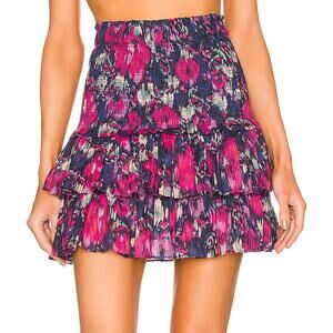 Isabel Marant Etoile Naomi Smocked Mini Skirt in Faded Night Size 38